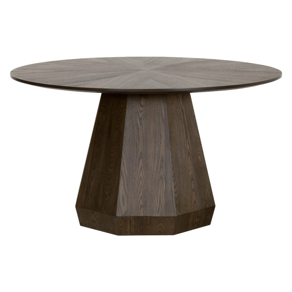 Tigo Dining Table Round 54’’ Brown Wood Modern Tapered Pedestal Base BM326489