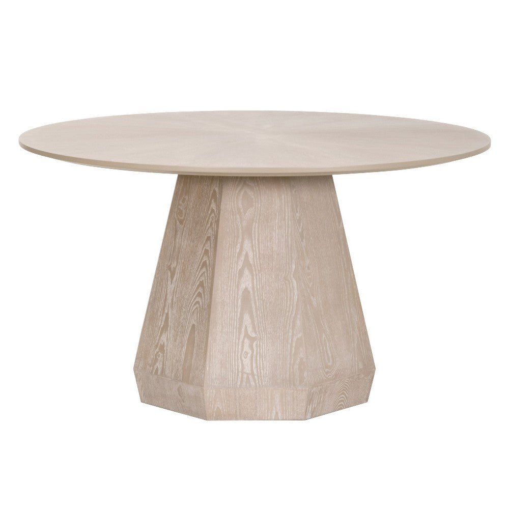 Tigo Dining Table Round 54’’ Light Gray Wood Modern Pedestal Base BM326490