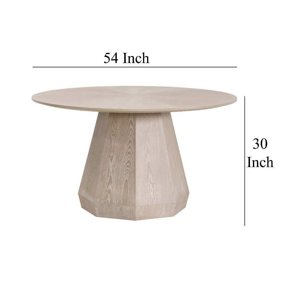 Tigo Dining Table Round 54’’ Light Gray Wood Modern Pedestal Base BM326490