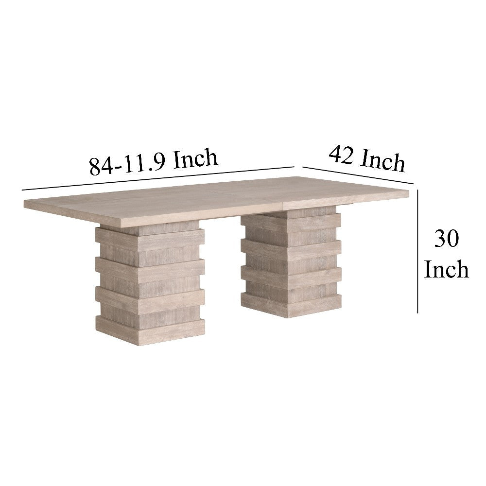 Dining Table Gray Acacia Wood Extendable 84-120’’ Rectangular Top BM326491