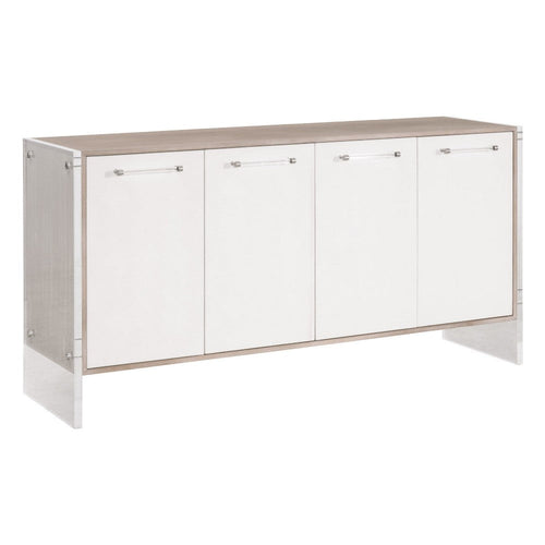 Sofi Media Sideboard Cabinet, White Shagreen Gray Acacia Wood, 67x19