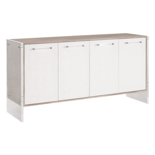 Sofi Media Sideboard Cabinet, White Shagreen Gray Acacia Wood, 67x19