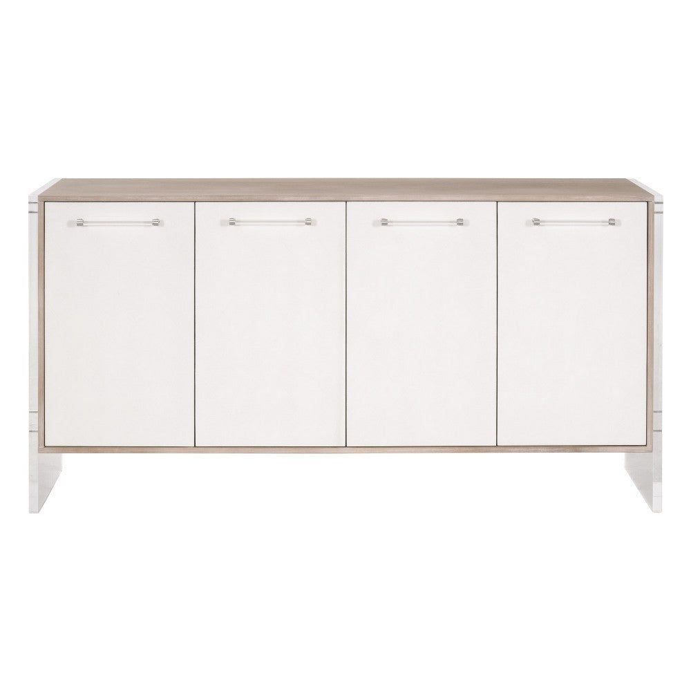 Sofi Media Sideboard Cabinet White Shagreen Gray Acacia Wood 67x19 BM326492