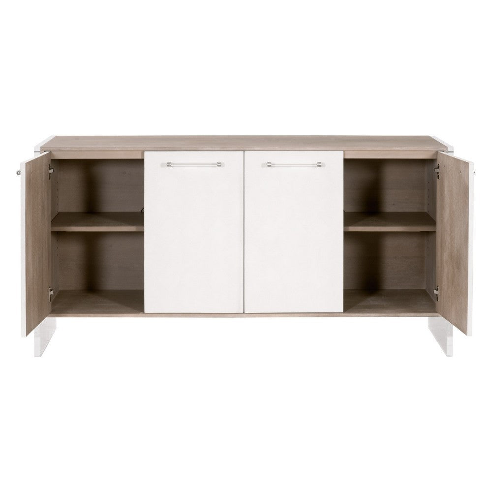 Sofi Media Sideboard Cabinet White Shagreen Gray Acacia Wood 67x19 BM326492