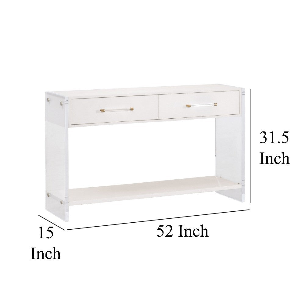 Sofi Console Table White Shagreen Brushed Brass 2 Drawers 52’’ BM326494
