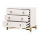 Vem Nightstand 3 Drawers Modern White Shagreen Brushed Gold Metal BM326496