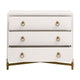 Vem Nightstand 3 Drawers Modern White Shagreen Brushed Gold Metal BM326496