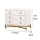 Vem Nightstand 3 Drawers Modern White Shagreen Brushed Gold Metal BM326496