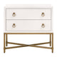 Vem Nightstand 2 Drawers Modern White Shagreen Brushed Gold Metal BM326497