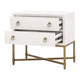 Vem Nightstand 2 Drawers Modern White Shagreen Brushed Gold Metal BM326497