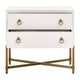 Vem Nightstand 2 Drawers Modern White Shagreen Brushed Gold Metal BM326497