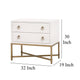 Vem Nightstand 2 Drawers Modern White Shagreen Brushed Gold Metal BM326497