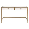 Vem Writing Office Desk 2 Drawers White Brushed Gold Metal 49’’ BM326499