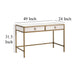 Vem Writing Office Desk 2 Drawers White Brushed Gold Metal 49’’ BM326499