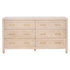 Jae Dresser 6 Drawers Light Oak Brown Solid Wood Brushed Brass BM326502