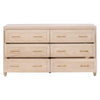 Jae Dresser 6 Drawers Light Oak Brown Solid Wood Brushed Brass BM326502