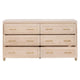 Jae Dresser 6 Drawers Light Oak Brown Solid Wood Brushed Brass BM326502