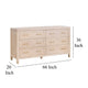 Jae Dresser 6 Drawers Light Oak Brown Solid Wood Brushed Brass BM326502
