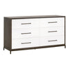 Dresser, 6 Drawer Distressed Bronze Handles, Brown White Wood 63x20