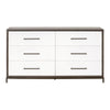 Dresser 6 Drawer Distressed Bronze Handles Brown White Wood 63x20 BM326503