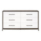 Dresser 6 Drawer Distressed Bronze Handles Brown White Wood 63x20 BM326503