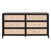 Gia Wide Dresser 6 Drawers Black Solid Wood Brown Rattan 68’’ BM326505