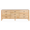 Geti 84 Inch Wide Dresser, 9 Spacious Drawers, Handcrafted Natural Oak White Mango Wood