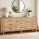 Geti 84 Inch Wide Dresser, 9 Spacious Drawers, Handcrafted Natural Oak White Mango Wood
