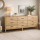 Geti 84 Inch Wide Dresser, 9 Spacious Drawers, Handcrafted Natural Oak White Mango Wood