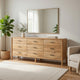 Geti 84 Inch Wide Dresser, 9 Spacious Drawers, Handcrafted Natural Oak White Mango Wood