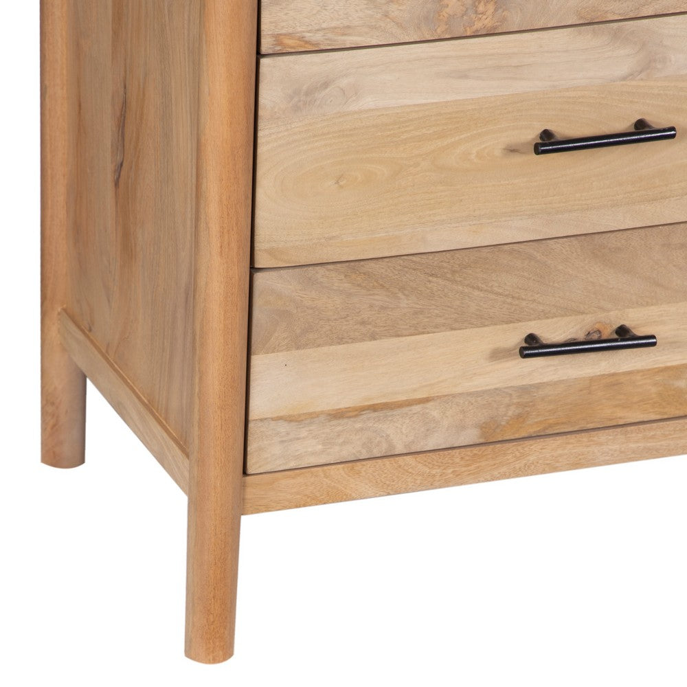 Geti 84 Inch Wide Dresser, 9 Spacious Drawers, Handcrafted Natural Oak White Mango Wood