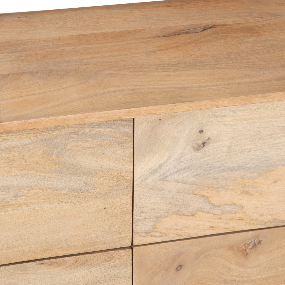 Geti 84 Inch Wide Dresser, 9 Spacious Drawers, Handcrafted Natural Oak White Mango Wood