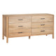 Geti 66 Inch Wide Dresser, 6 Drawers, Handcrafted Natural Oak White Mango Wood