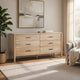 Geti 66 Inch Wide Dresser, 6 Drawers, Handcrafted Natural Oak White Mango Wood