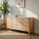 Geti 66 Inch Wide Dresser, 6 Drawers, Handcrafted Natural Oak White Mango Wood