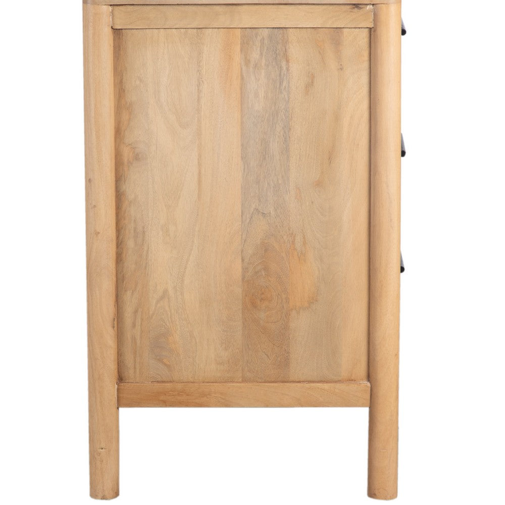Geti 66 Inch Wide Dresser, 6 Drawers, Handcrafted Natural Oak White Mango Wood