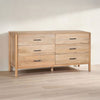 Geti 66 Inch Wide Dresser, 6 Drawers, Handcrafted Natural Oak White Mango Wood