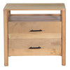 Geti 29 Inch Bedside Nightstand Table, 2 Drawer, Open Shelf, Handcrafted Natural Oak White Mango Wood