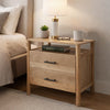 Geti 29 Inch Bedside Nightstand Table, 2 Drawer, Open Shelf, Handcrafted Natural Oak White Mango Wood