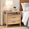 Geti 29 Inch Bedside Nightstand Table, 2 Drawer, Open Shelf, Handcrafted Natural Oak White Mango Wood