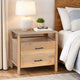 Geti 29 Inch Bedside Nightstand Table, 2 Drawer, Open Shelf, Handcrafted Natural Oak White Mango Wood