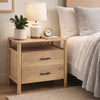 Geti 29 Inch Bedside Nightstand Table, 2 Drawer, Open Shelf, Handcrafted Natural Oak White Mango Wood