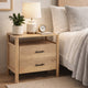 Geti 29 Inch Bedside Nightstand Table, 2 Drawer, Open Shelf, Handcrafted Natural Oak White Mango Wood