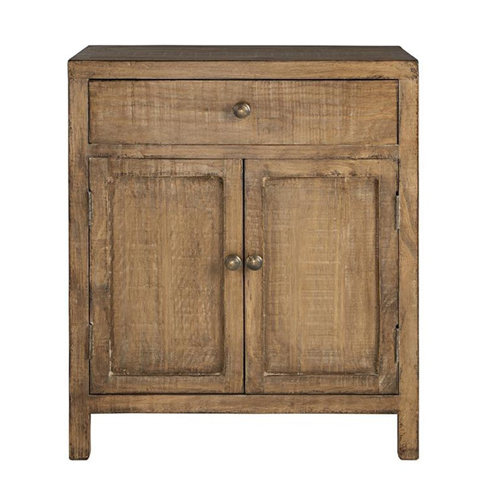 Lia Small Accent Cabinet 2 Door Drawer Antique Style Natural Wood BM326522