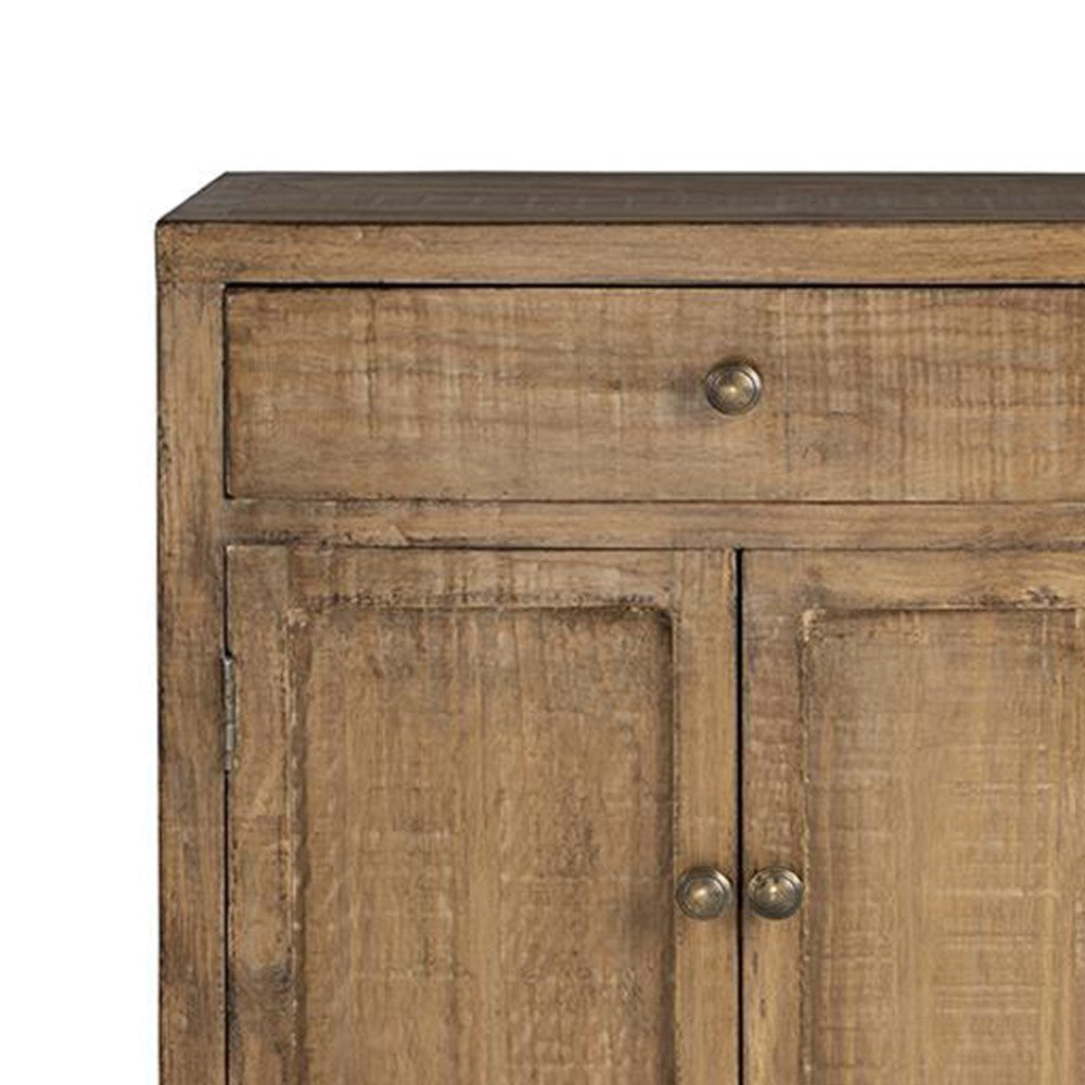 Lia Small Accent Cabinet 2 Door Drawer Antique Style Natural Wood BM326522