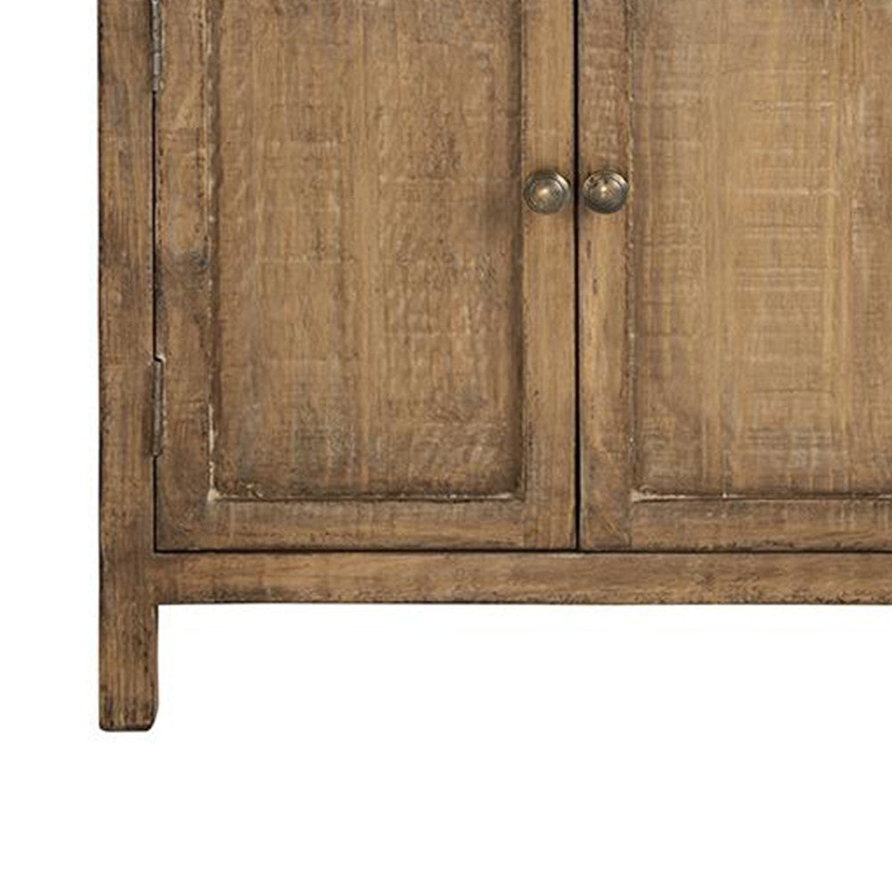 Lia Small Accent Cabinet 2 Door Drawer Antique Style Natural Wood BM326522