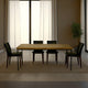 Lemy Dining Table, 72" Rectangular Brown Top, Black Metal Accent Legs