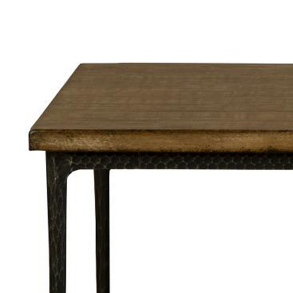 Lemy Coffee Table 48’’ Rectangular Brown Top Black Metal Accent Legs BM326525
