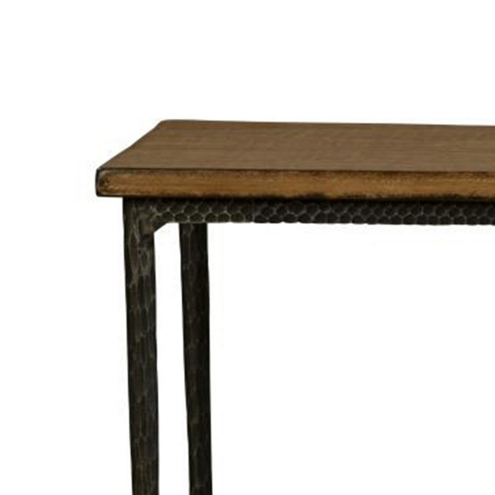 Lemy Sofa Console Table 62’’ Rectangular Brown Top Black Accent Legs BM326526