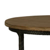 Lemy Side End Table 22’’ Rustic Round Brown Top Black Metal Legs BM326527